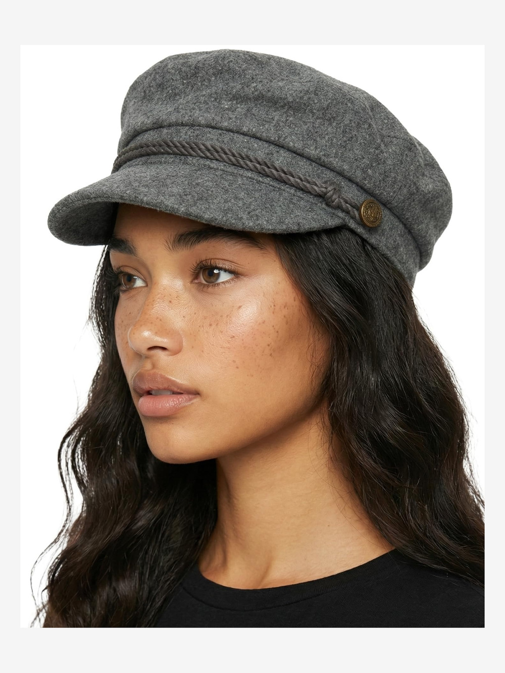 Greek Fisherman Newsboy Cap, Cotton Captains Bakerboy Hat | Wool, Gray | Size OS